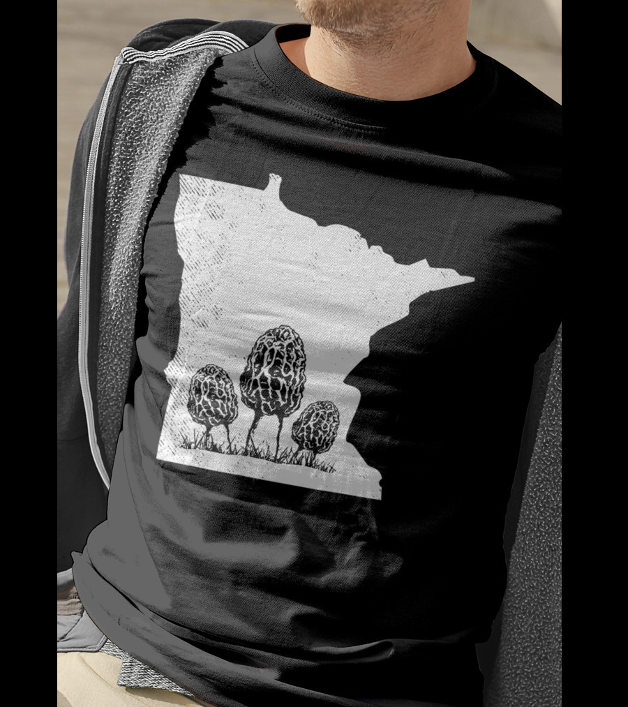 Minnesota Morel Mushroom Hunting Foraging Shrooming Hunter State Map T-Shirt