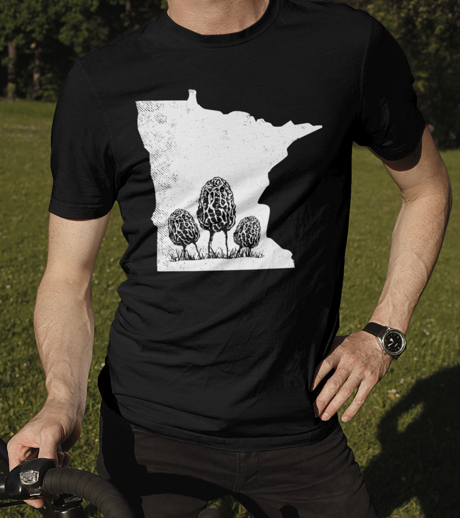 Minnesota Morel Mushroom Hunting Foraging Shrooming Hunter State Map T-Shirt