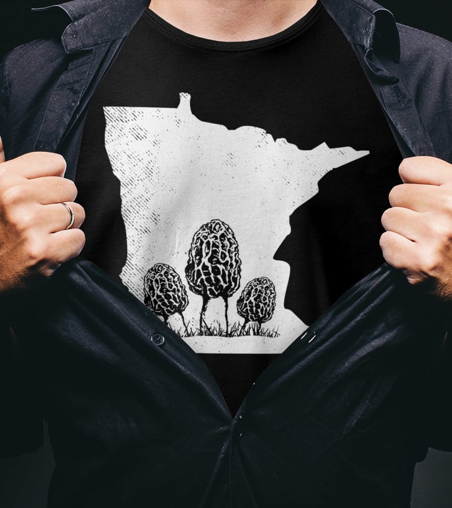 Minnesota Morel Mushroom Hunting Foraging Shrooming Hunter State Map T-Shirt
