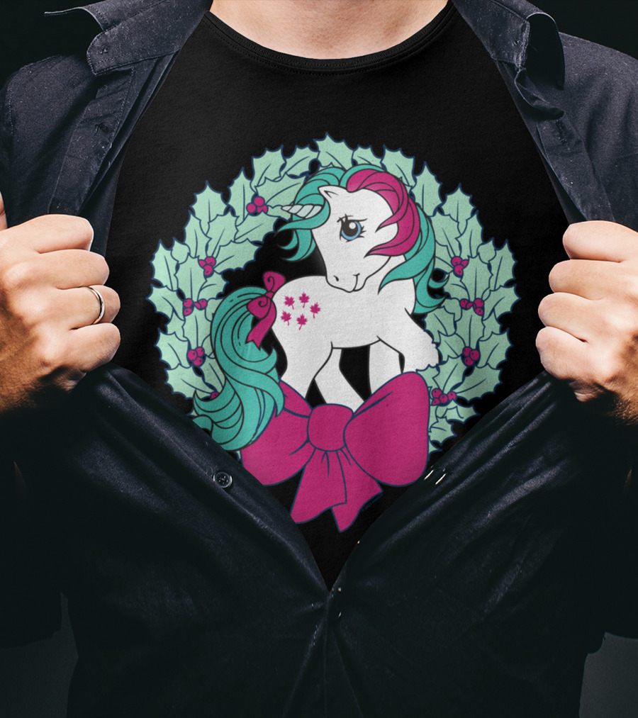 My Little Pony Christmas Holly Wreath With Bow And Pink Mane T-Shirt