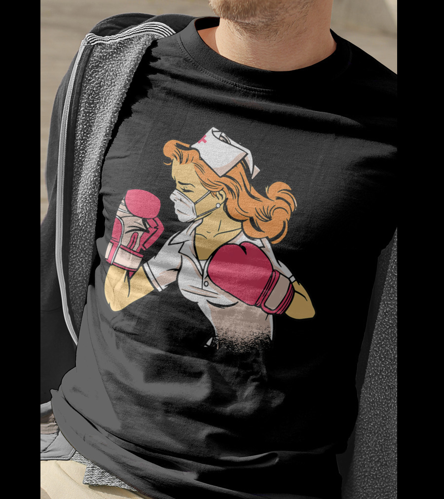 Nurse Boxer With Pink Gloves Fighting Spirit T-Shirt
