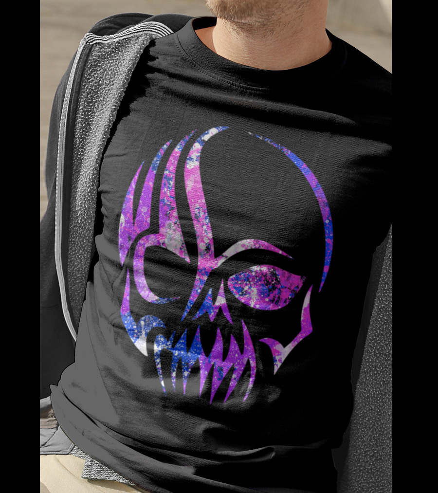 Purple Blue Skull Alien Aesthetic Video Games T-Shirt