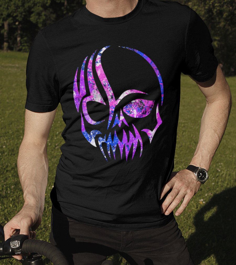 Purple Blue Skull Alien Aesthetic Video Games T-Shirt