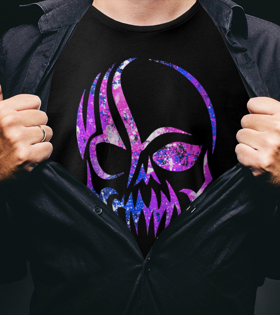 Purple Blue Skull Alien Aesthetic Video Games T-Shirt