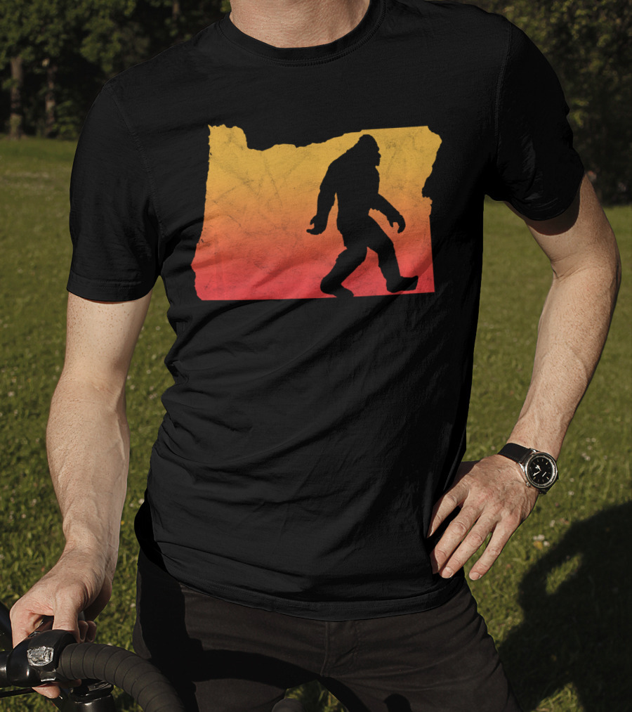 Retro Bigfoot Believer Vintage State Of Oregon Sunset T-Shirt