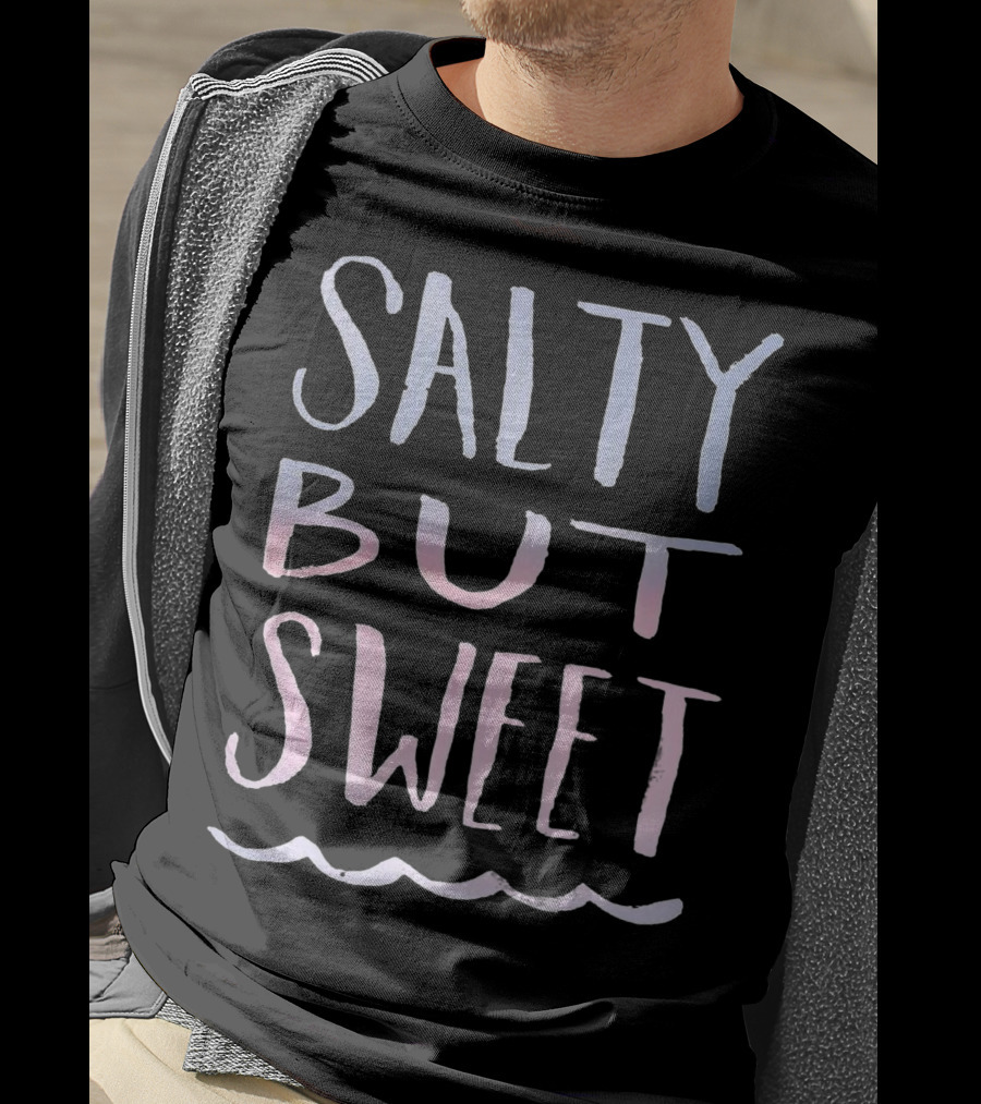 Salty But Sweet Pastel Gradient Text With Wave Line T-Shirt