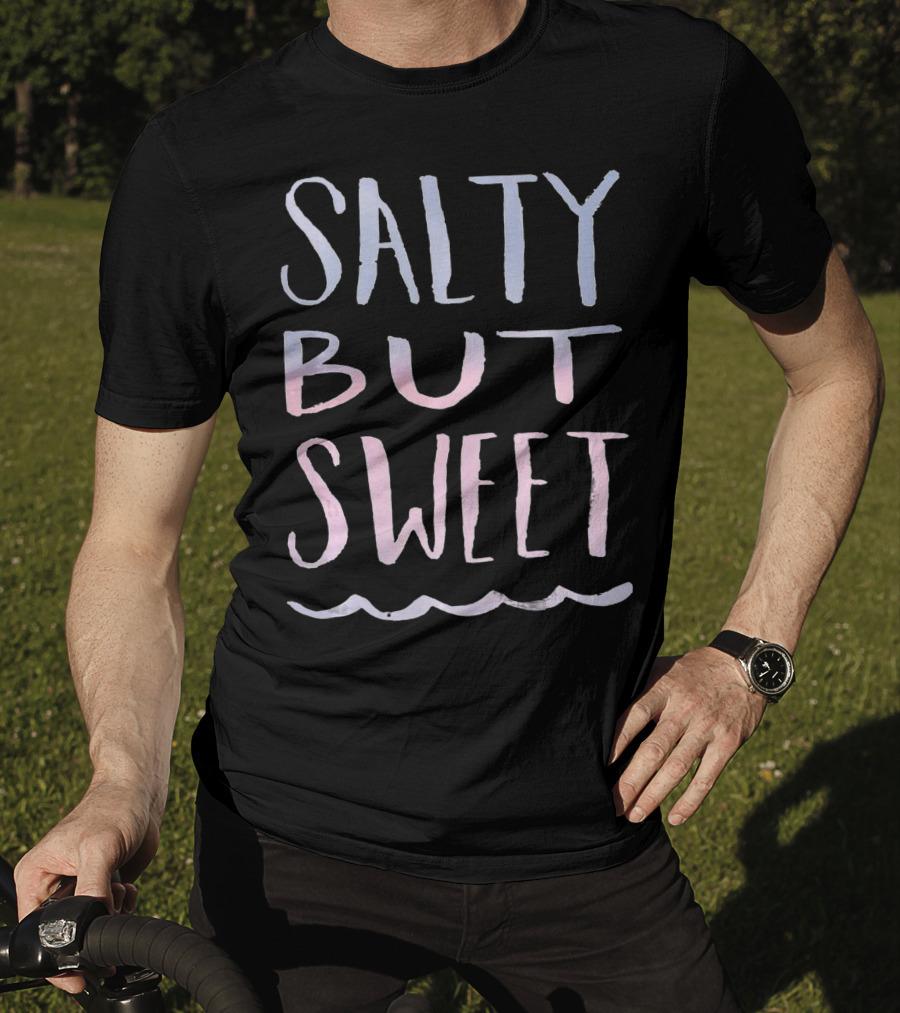 Salty But Sweet Pastel Gradient Text With Wave Line T-Shirt