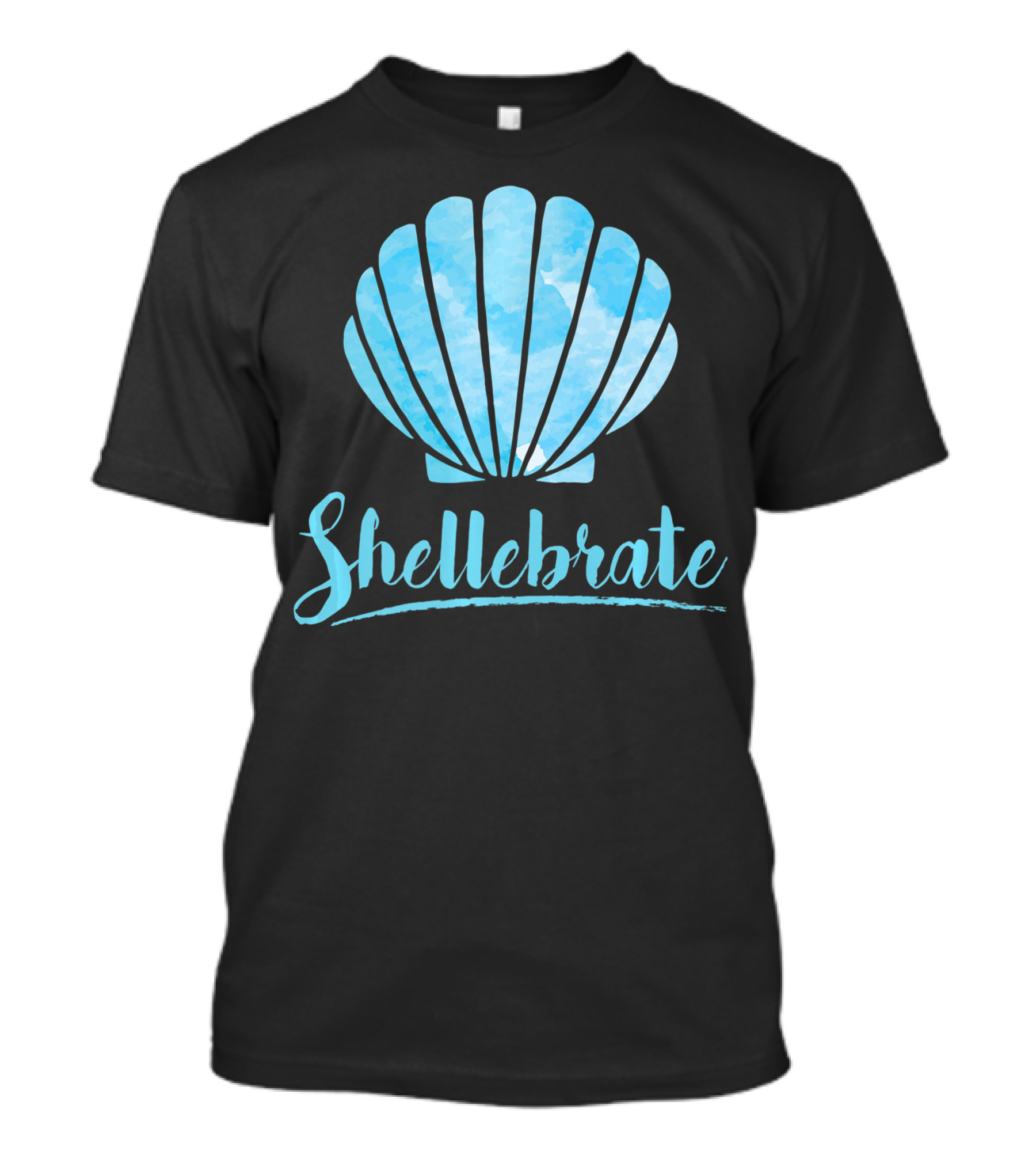Shellebrate Blue Watercolor Sea Shell Seashell Beach T-Shirt