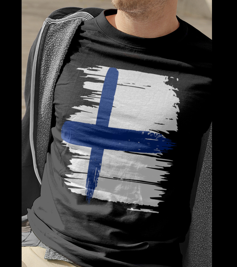 Tattered Finnish Flag In Grunge T-Shirt