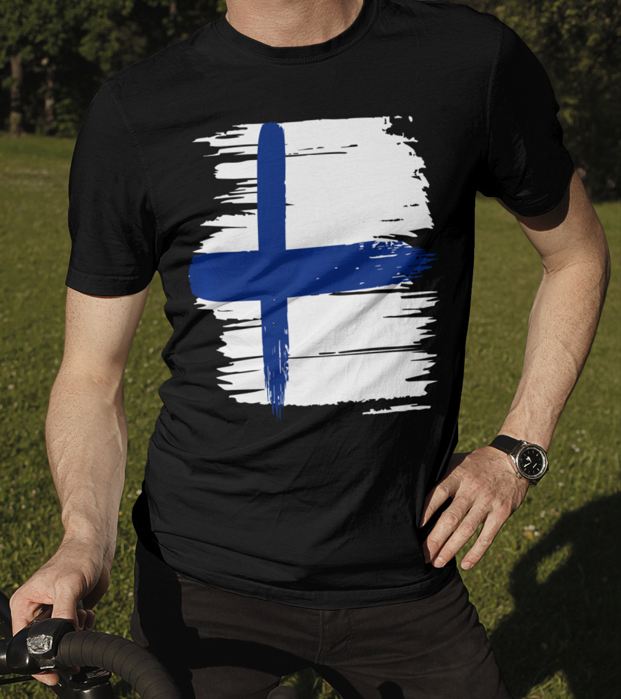 Tattered Finnish Flag In Grunge T-Shirt