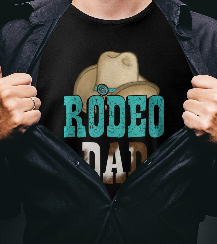 Turquoise Rodeo Dad Cowboy Hat Decor T-Shirt