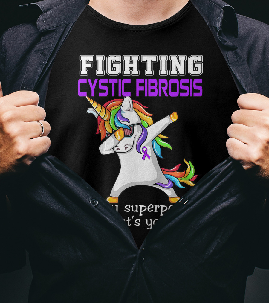 Fighting Cystic Fibrosis Unicorn Superpower Awareness T-Shirt