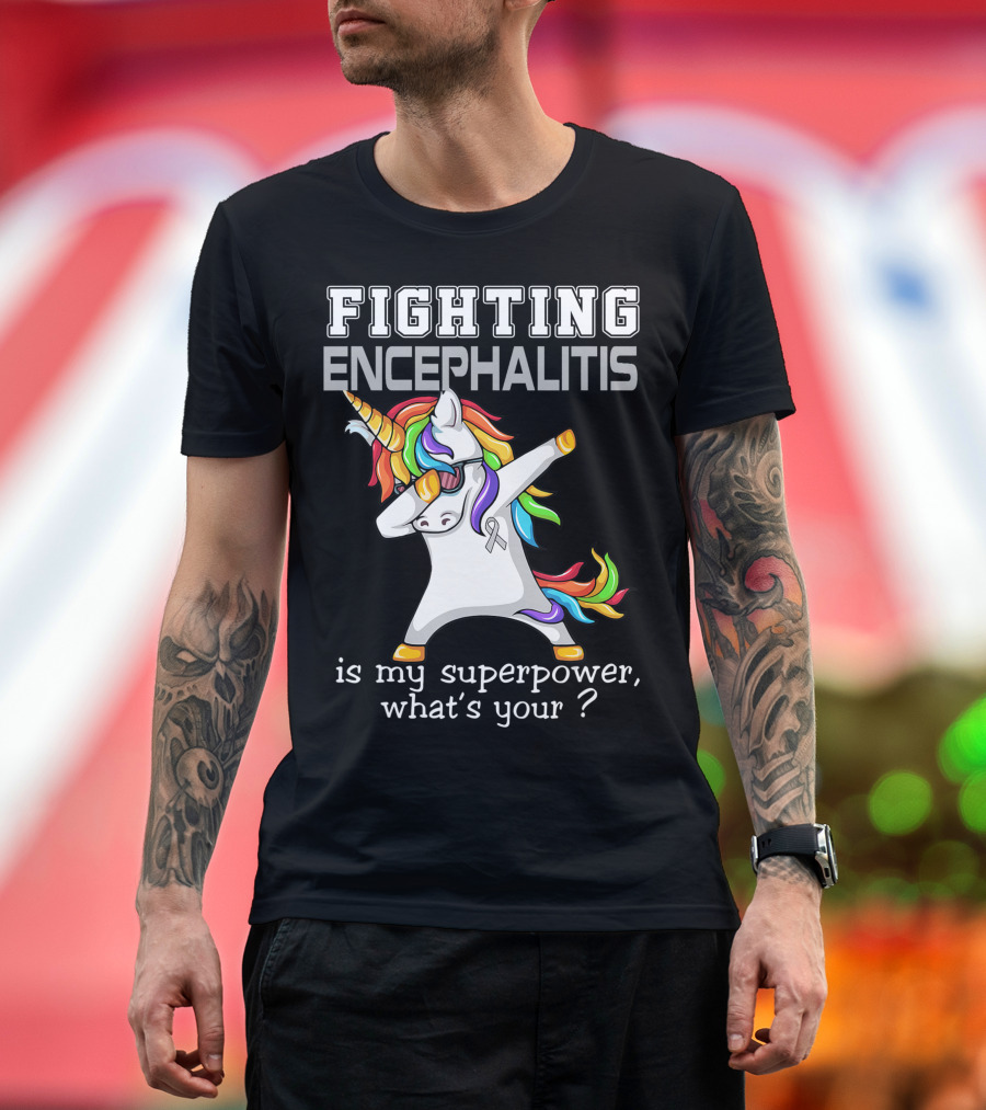 Fighting Encephalitis Unicorn Superpower Awareness T-Shirt