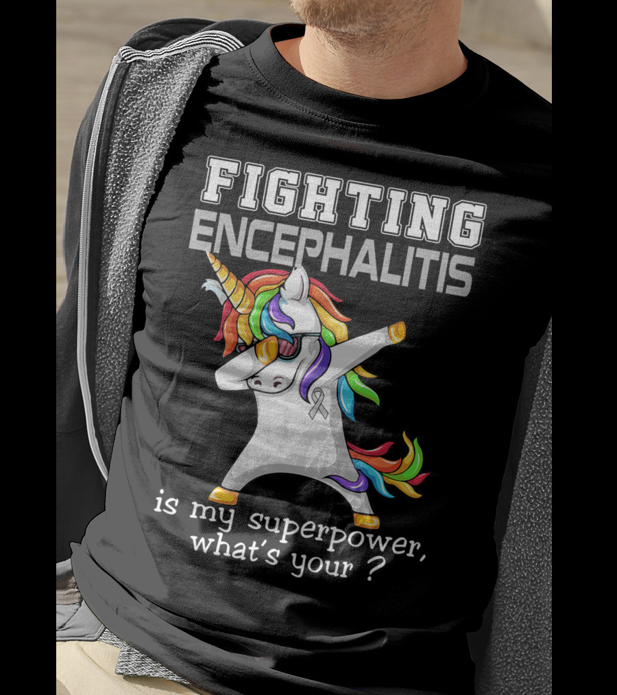 Fighting Encephalitis Unicorn Superpower Awareness T-Shirt