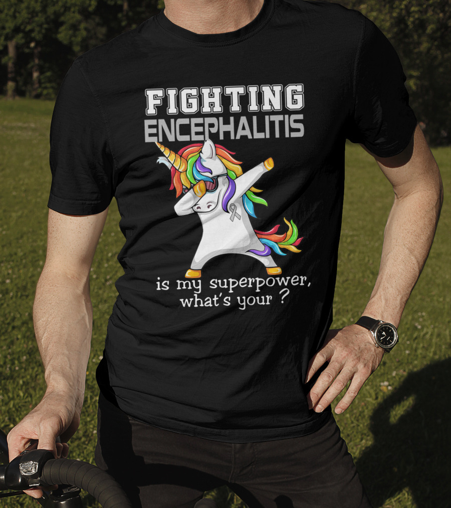 Fighting Encephalitis Unicorn Superpower Awareness T-Shirt