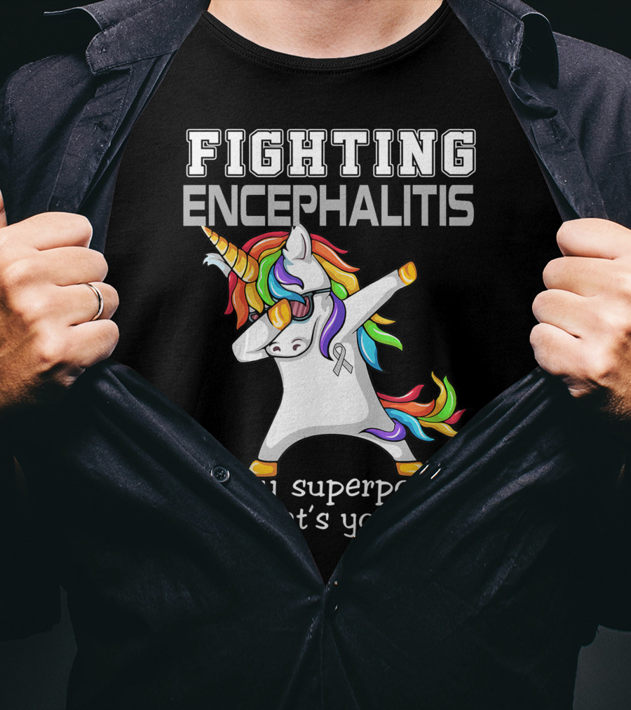 Fighting Encephalitis Unicorn Superpower Awareness T-Shirt