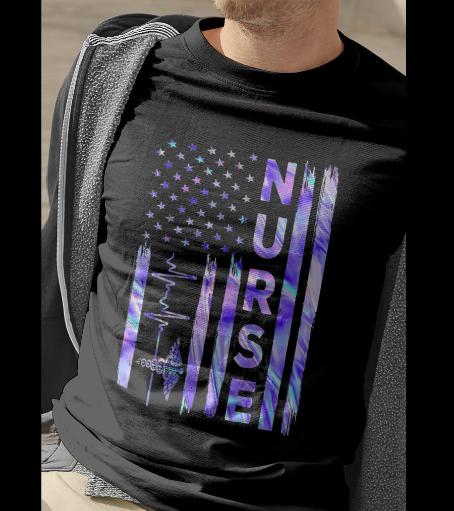 Nurse USA Flag Proud Girls Love Nursing Day T-Shirt