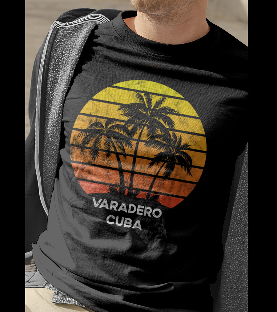 Varadero Cuba Beach Palm Tree Sunset Vacation Scene T-Shirt