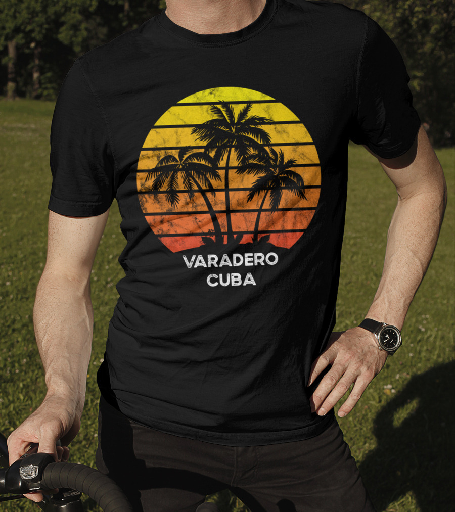 Varadero Cuba Beach Palm Tree Sunset Vacation Scene T-Shirt