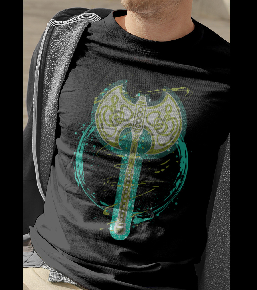 Viking Odin Norse Battle Axe Symbol With Knotwork T-Shirt