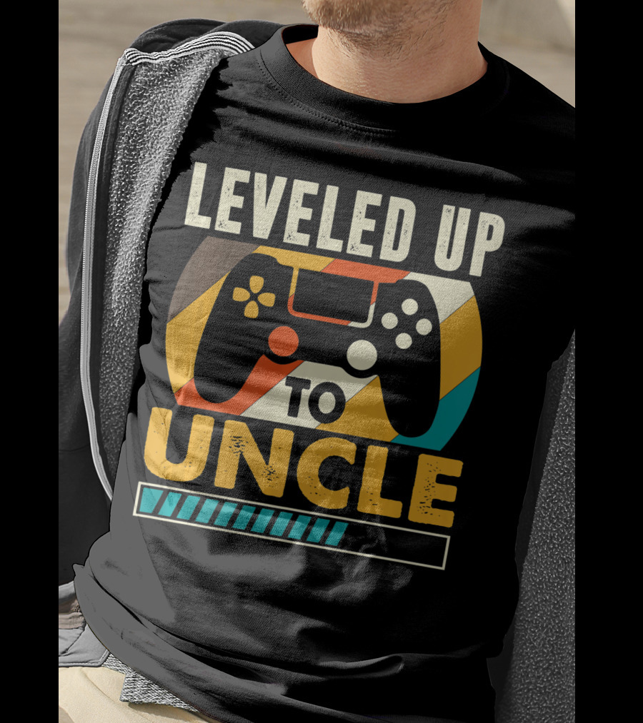 Leveled Up To Uncle Retro Gaming Controller Pregnancy Announcement T-Shirt