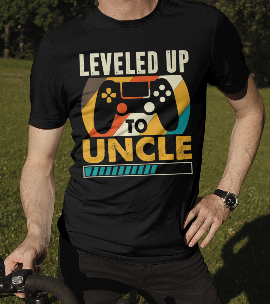 Leveled Up To Uncle Retro Gaming Controller Pregnancy Announcement T-Shirt