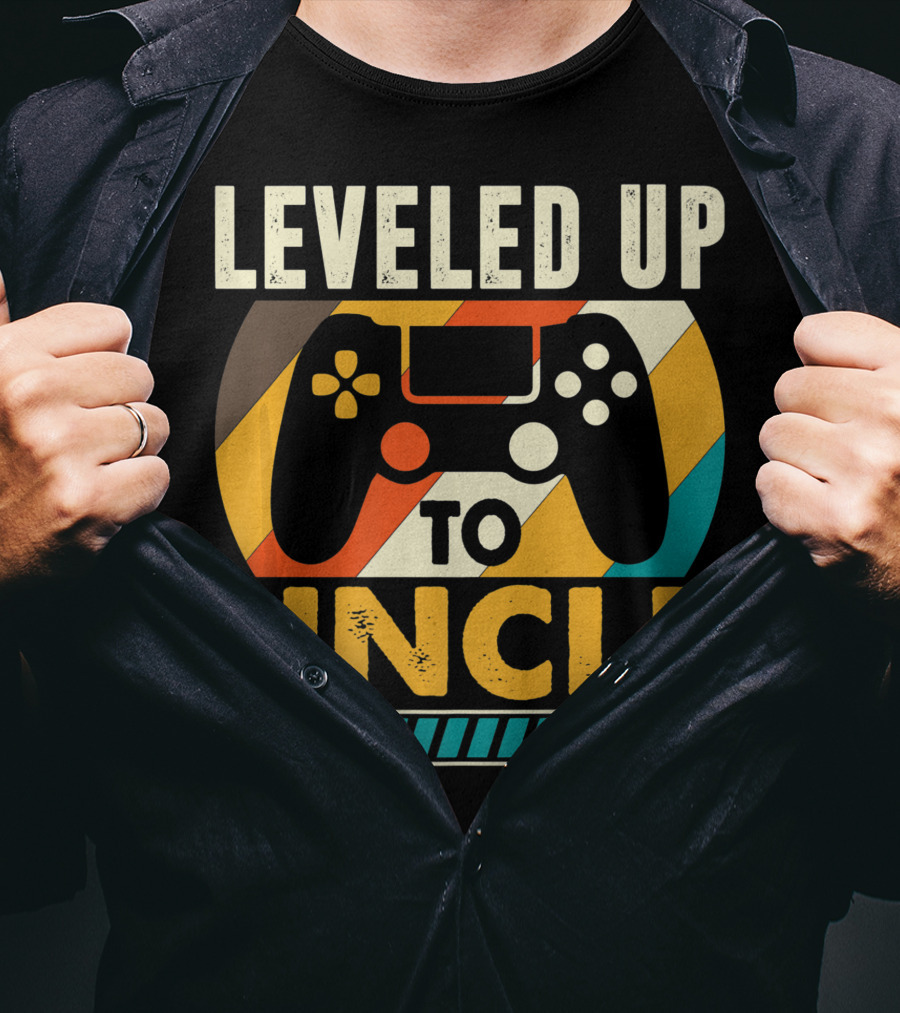 Leveled Up To Uncle Retro Gaming Controller Pregnancy Announcement T-Shirt