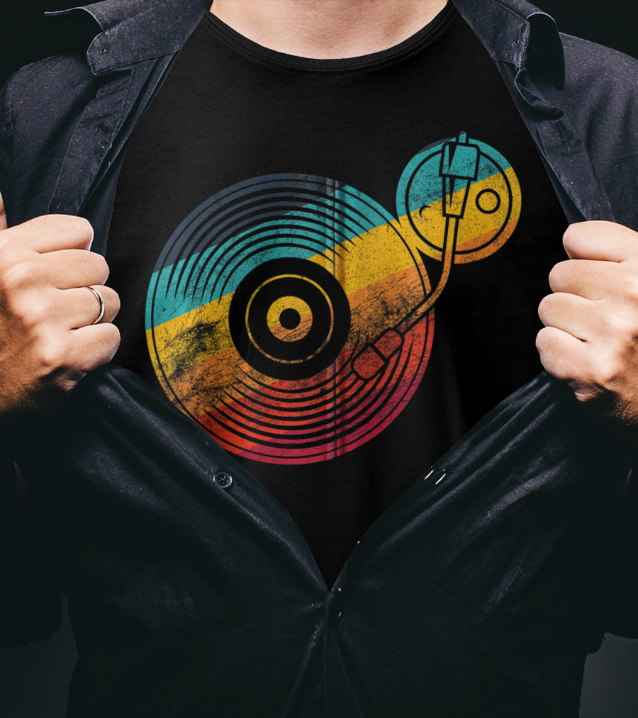 Vintage Vinyl Turntable DJ Musician LP Records T-Shirt