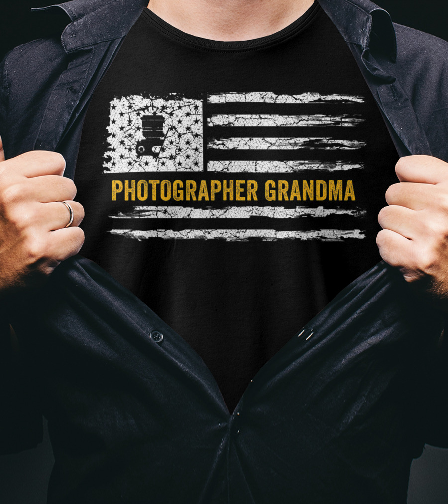 Photographer Grandma Vintage USA Flag Photography T-Shirt