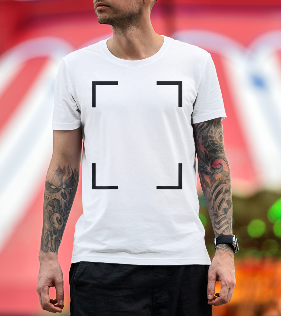 Art Frame Empty Corners Minimalist Black Square T-Shirt