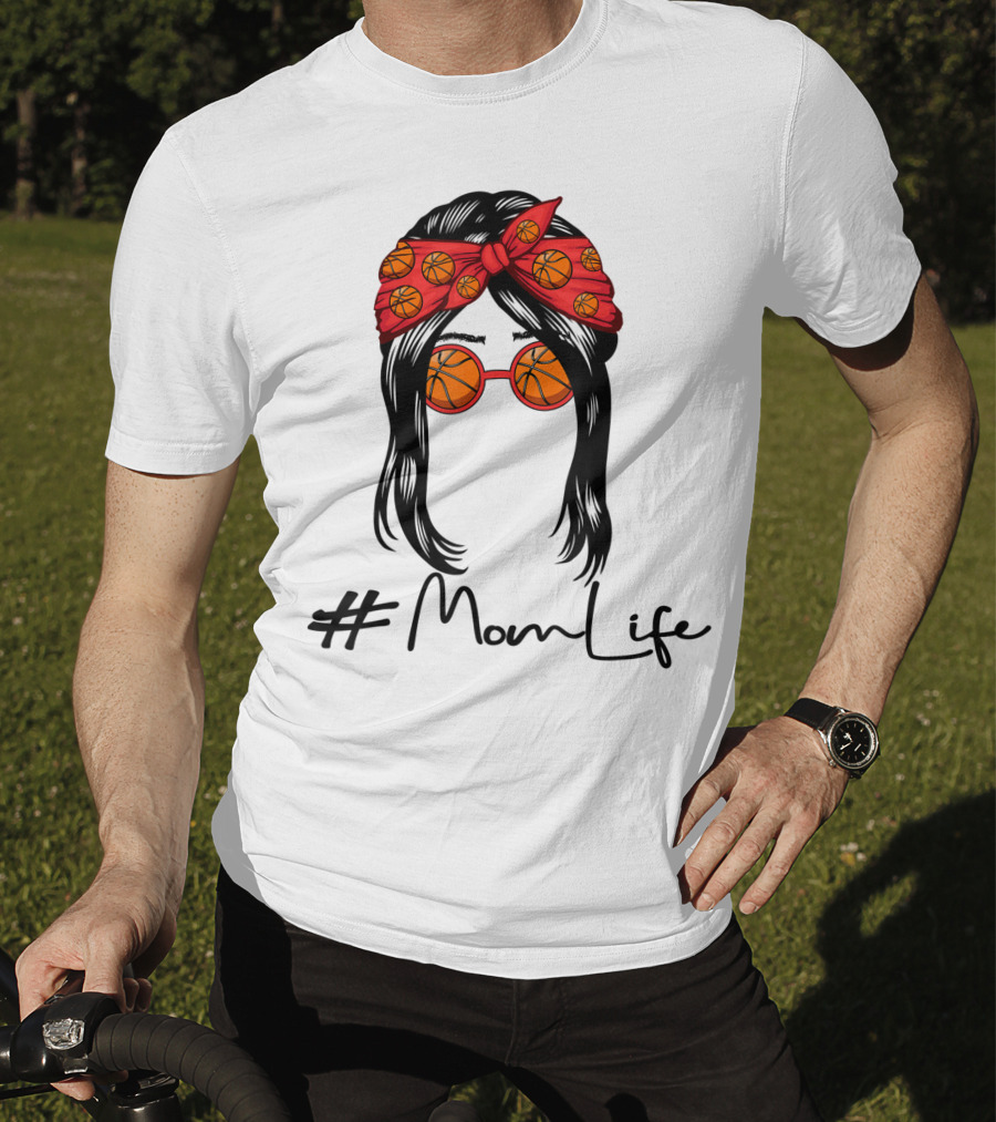 MomLife Basketball Mom Messy Bun T-Shirt