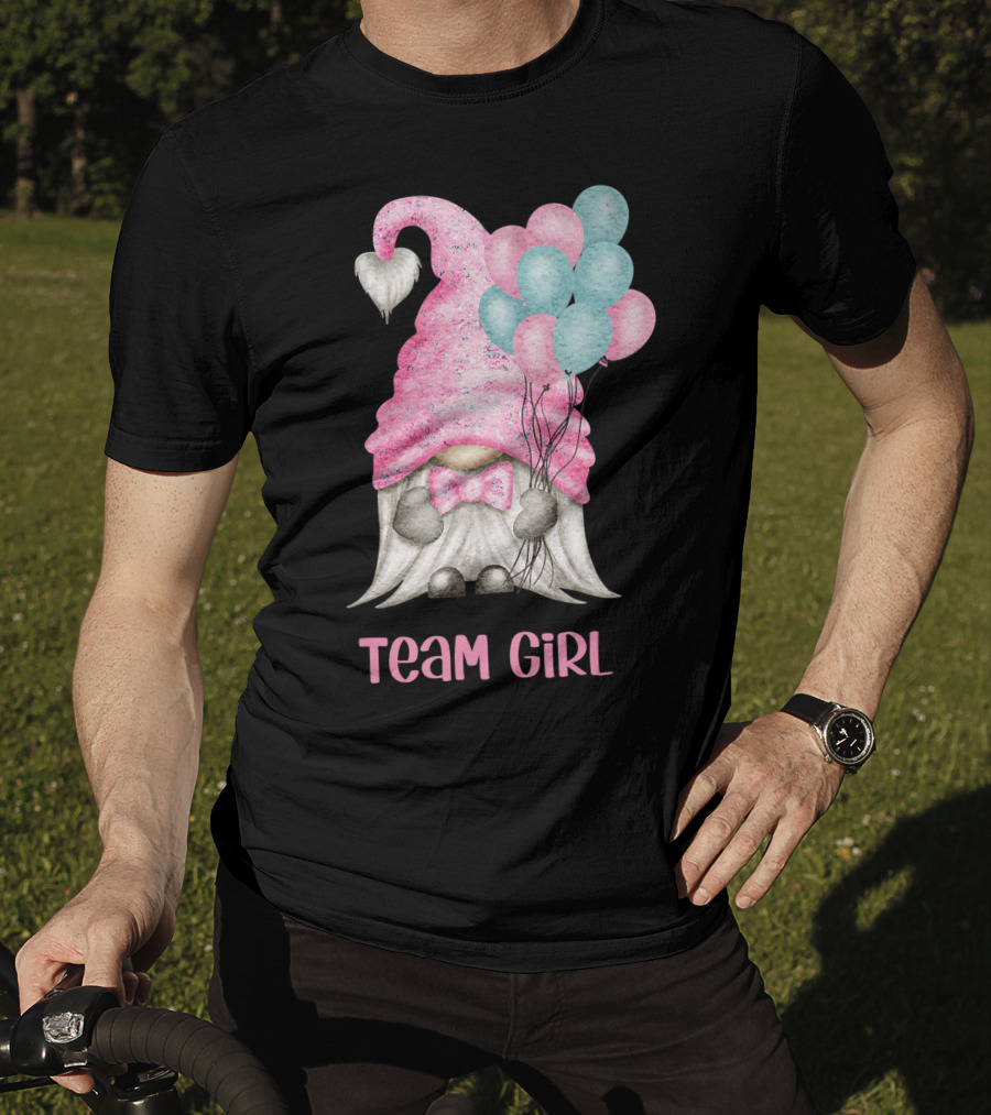 Team Girl Cute Gnome With Pastel Balloons Gender Reveal T-Shirt