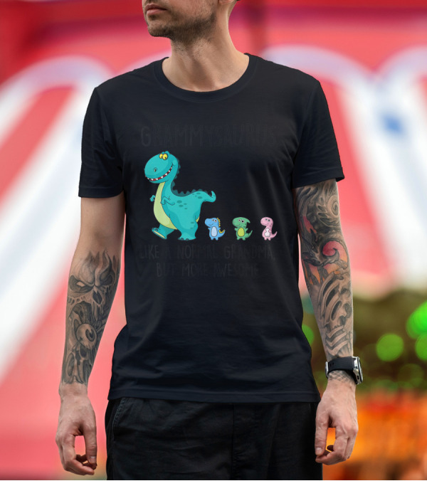Premium T-Shirt: Grammysaurus Like A Normal Grandma But More Awesome Colorful Dinosaur Family T-Shirt Grammysaurus Like A Normal Grandma But More Awesome Colorful Dinosaur Family T-Shirt