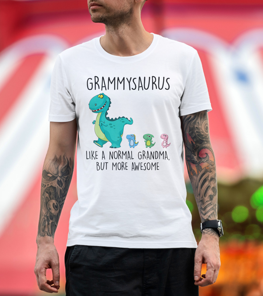Grammysaurus Like A Normal Grandma But More Awesome Colorful Dinosaur Family T-Shirt