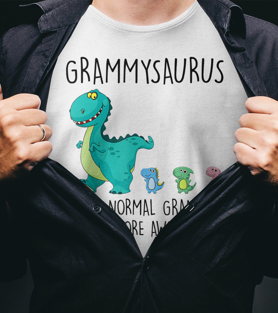 Grammysaurus Like A Normal Grandma But More Awesome Colorful Dinosaur Family T-Shirt