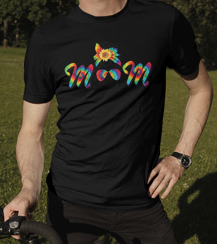 Skull Mom Tie Dye Aviator Glasses Bandana Sunflower Mother Life T-Shirt