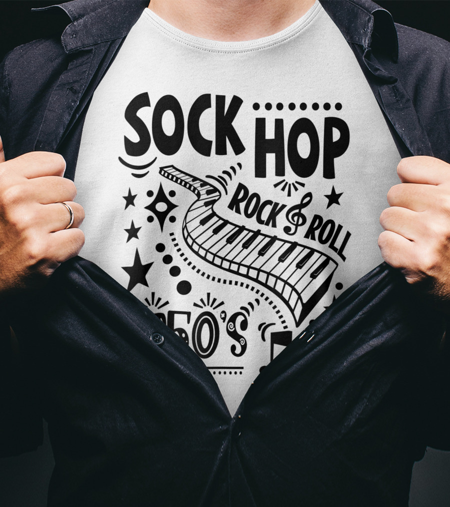 Sock Hop Rock Roll 1950s Piano Music Party T-Shirt