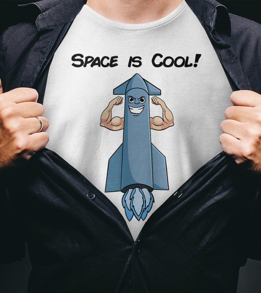 Space Is Cool Rocket Buff Emoji T-Shirt