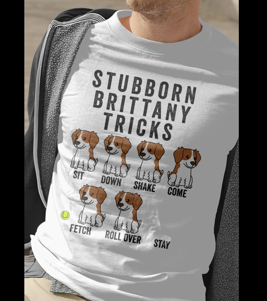 Stubborn Brittany Spaniel Sit Down Shake Come Fetch Roll Over Stay Tricks T-Shirt