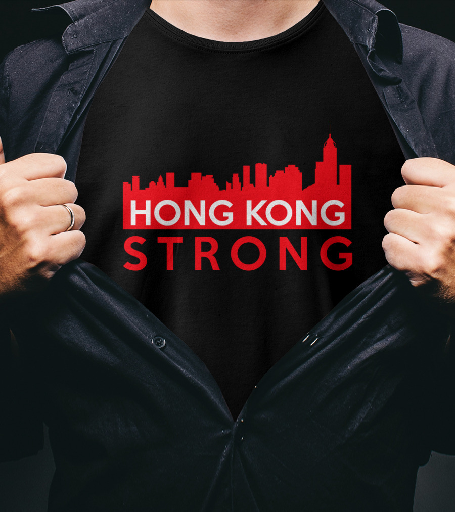 Hong Kong Strong City Red Skyline T-Shirt