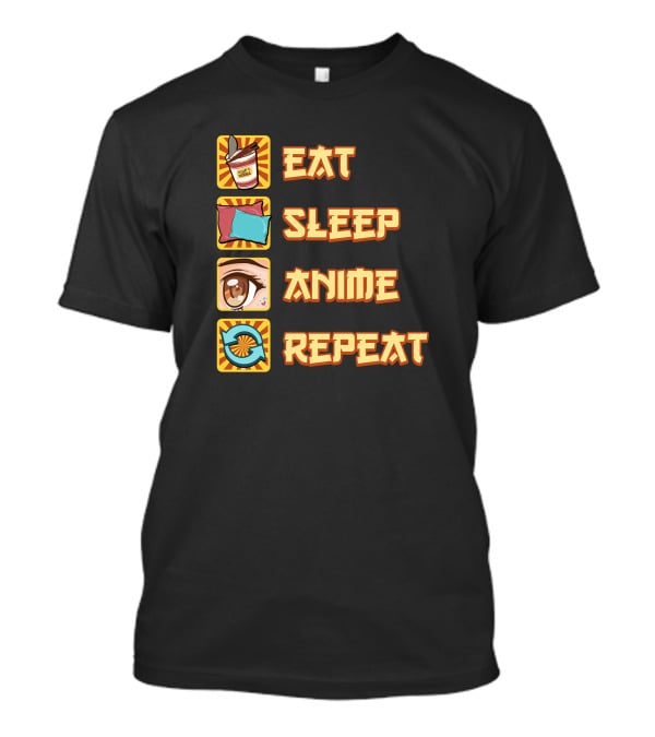 Eat Sleep Anime Repeat Icons Fun T-Shirt