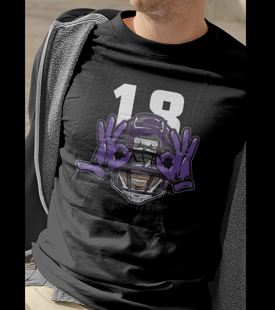 Griddy Celebration Purple Helmet 18 Gloves T-Shirt