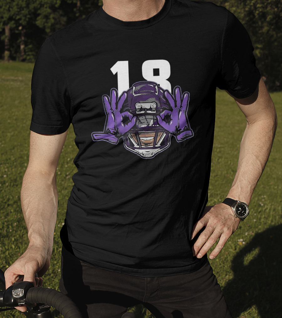 Griddy Celebration Purple Helmet 18 Gloves T-Shirt