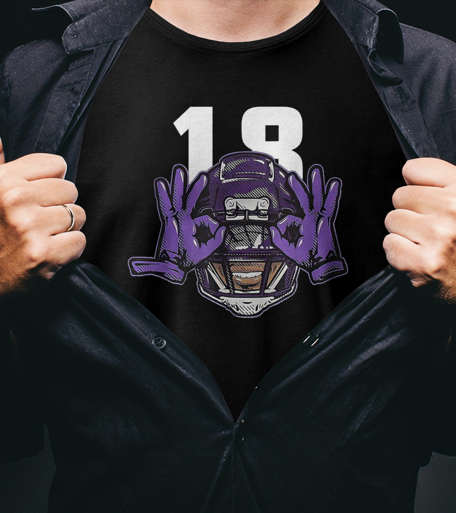 Griddy Celebration Purple Helmet 18 Gloves T-Shirt