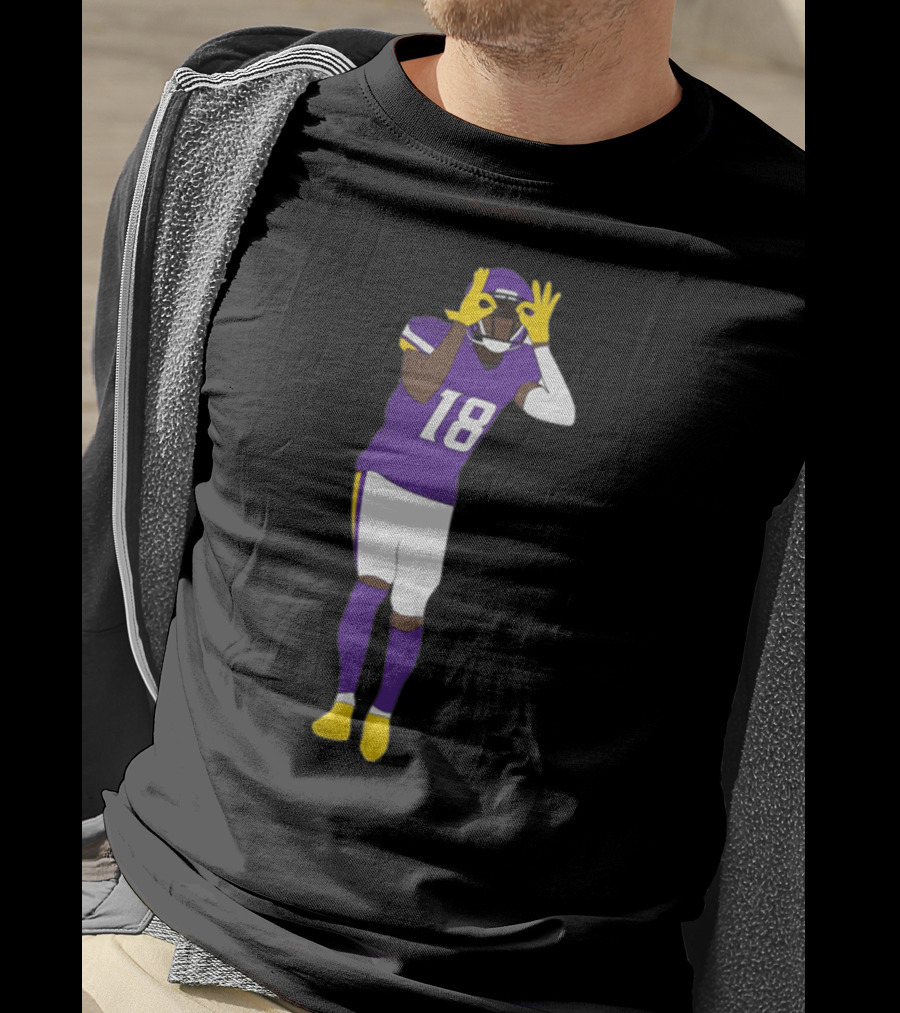 Do The Griddy Griddy Dance Football NFL Player Number 18 Purple And Yellow Uniform T-Shirt