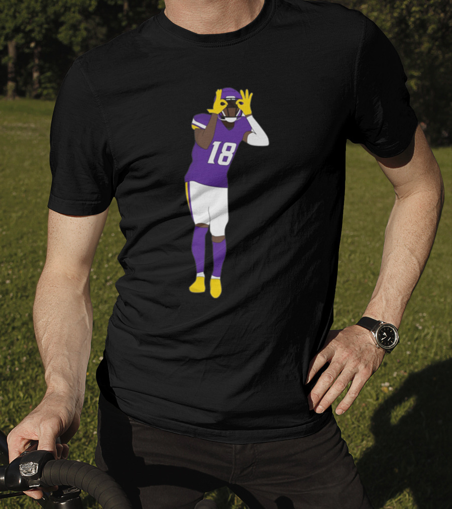 Do The Griddy Griddy Dance Football NFL Player Number 18 Purple And Yellow Uniform T-Shirt
