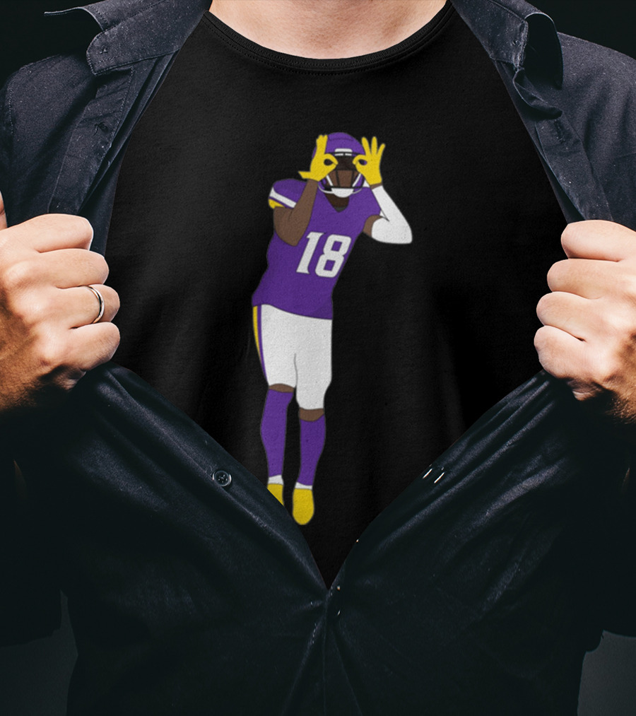 Do The Griddy Griddy Dance Football NFL Player Number 18 Purple And Yellow Uniform T-Shirt
