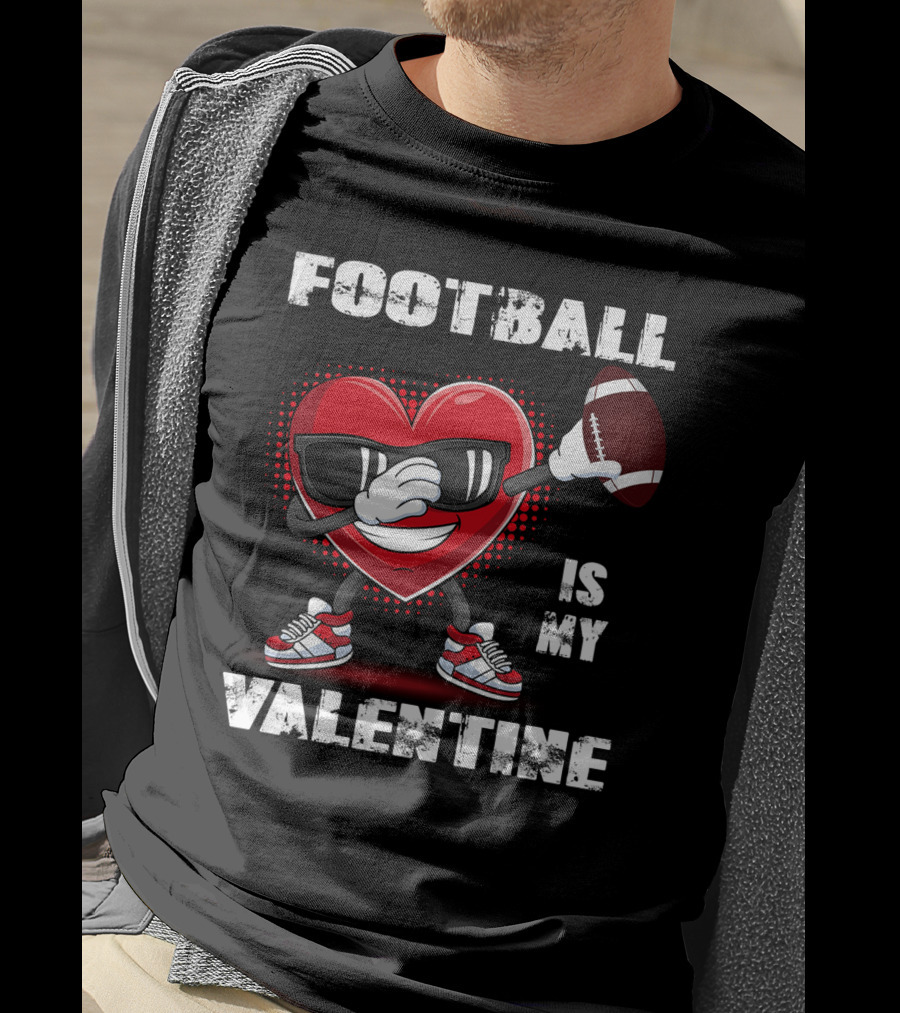 Cute Dabbing Heart Football Lover Valentines Day Boys T-Shirt