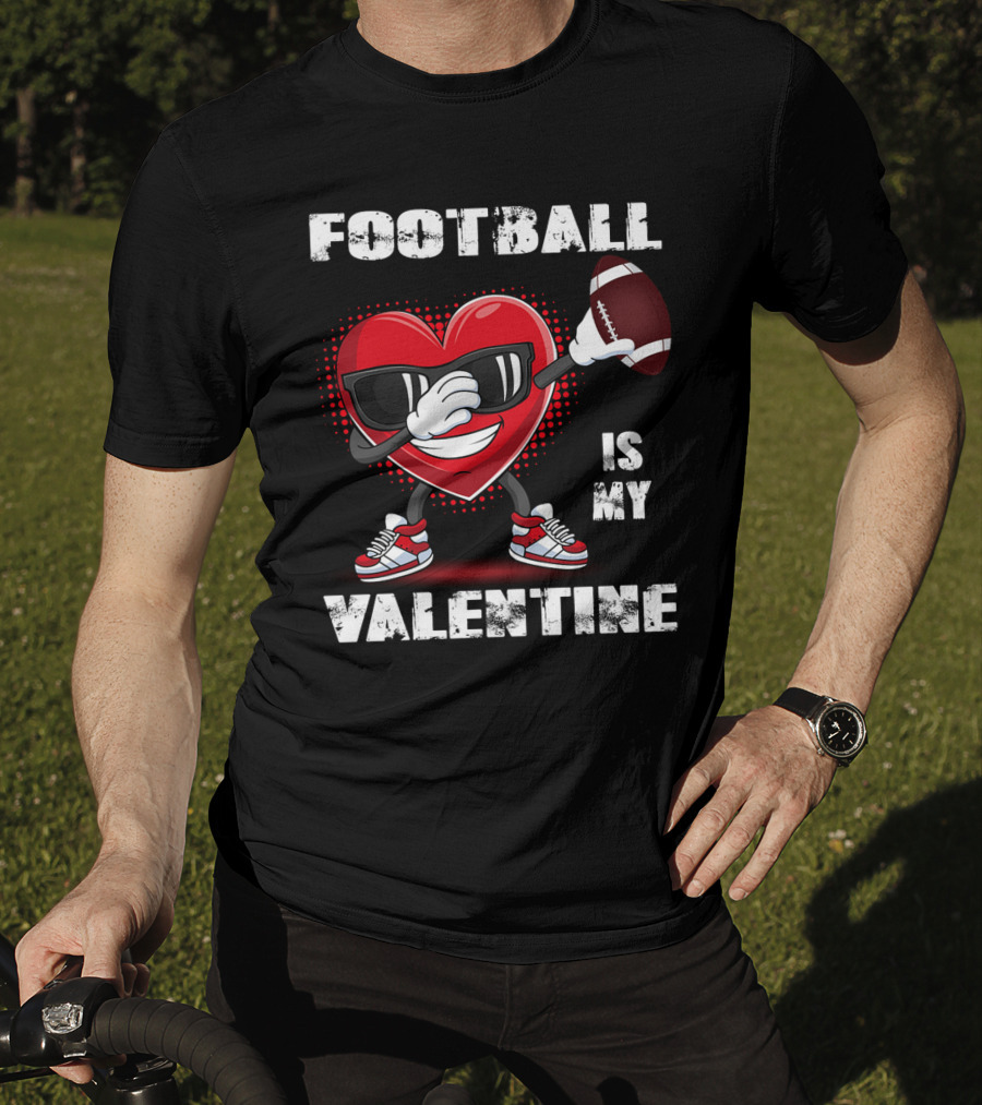 Cute Dabbing Heart Football Lover Valentines Day Boys T-Shirt