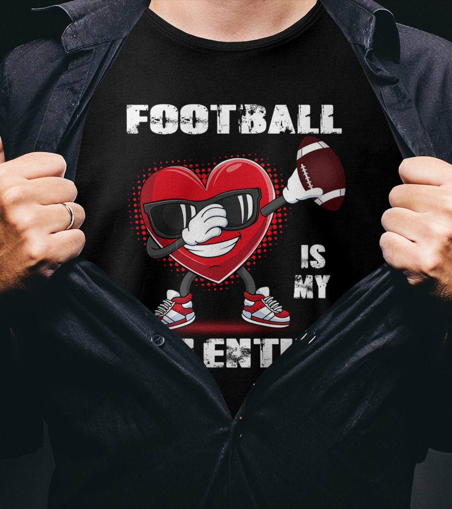 Cute Dabbing Heart Football Lover Valentines Day Boys T-Shirt
